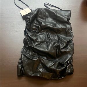 Superdown Black Leather Skirt